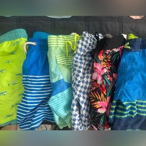 Boys Swim Trunks Lot - Bright Blue, Neon Green & Tropical Print